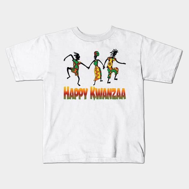 Happy Kwanzaa African American Holiday Kids T-Shirt by jorinde winter designs